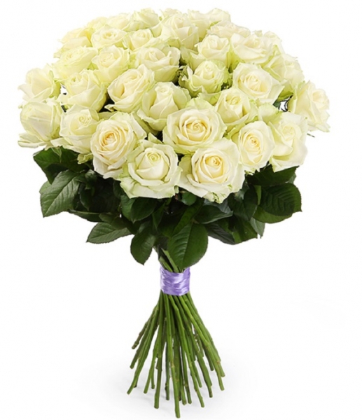 35 белых роз 70 см.
