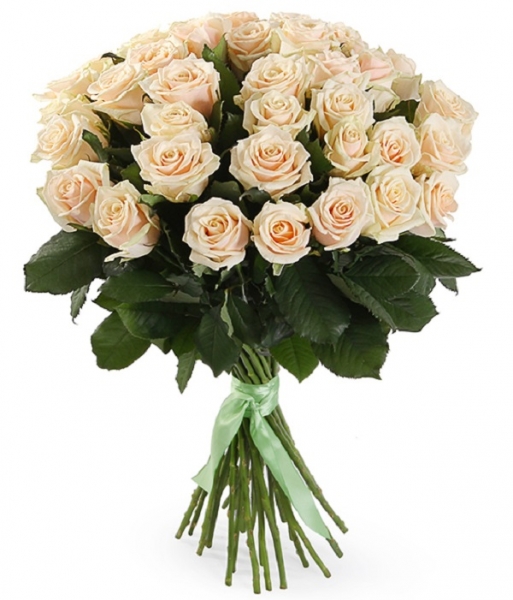 35 персиковых роз 70 см.