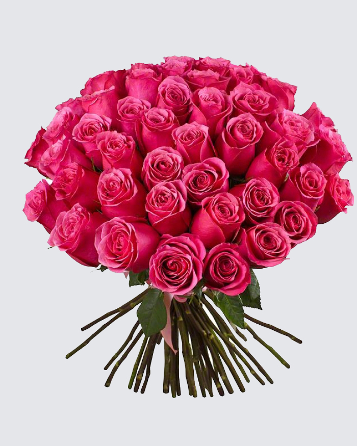 51 розовая роза 70 см.