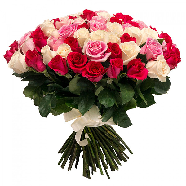 101 роза микс 70 см.